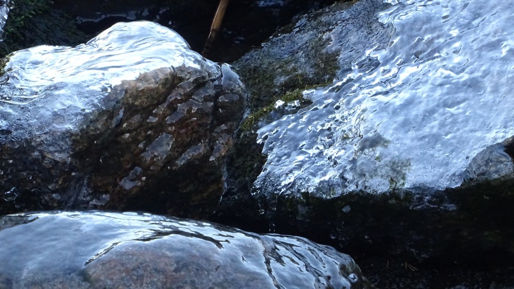 Stenarna har fått ett skyddande lager med is